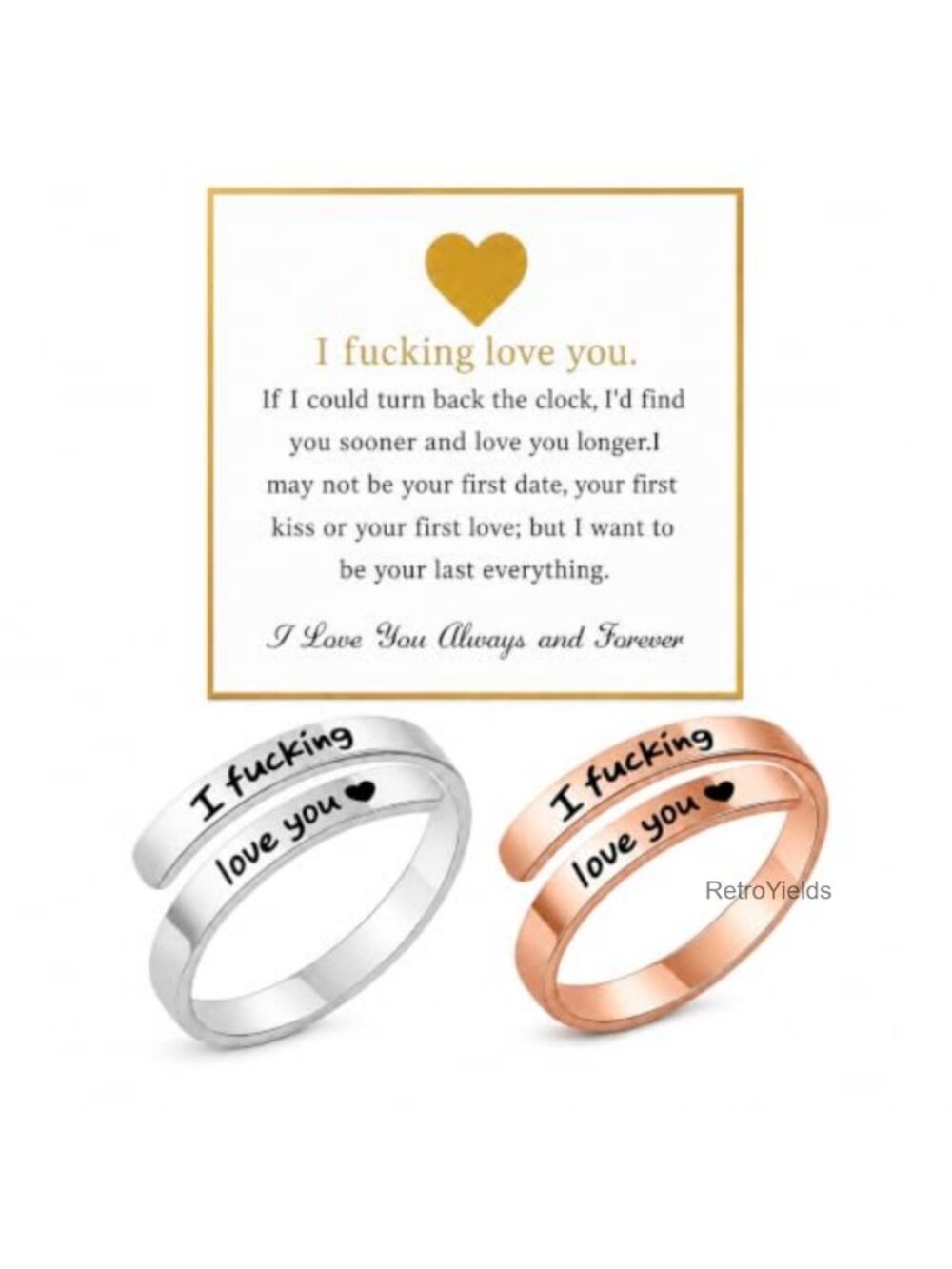 Stainless Steel Adjustable Engraved Promise Ring for Women